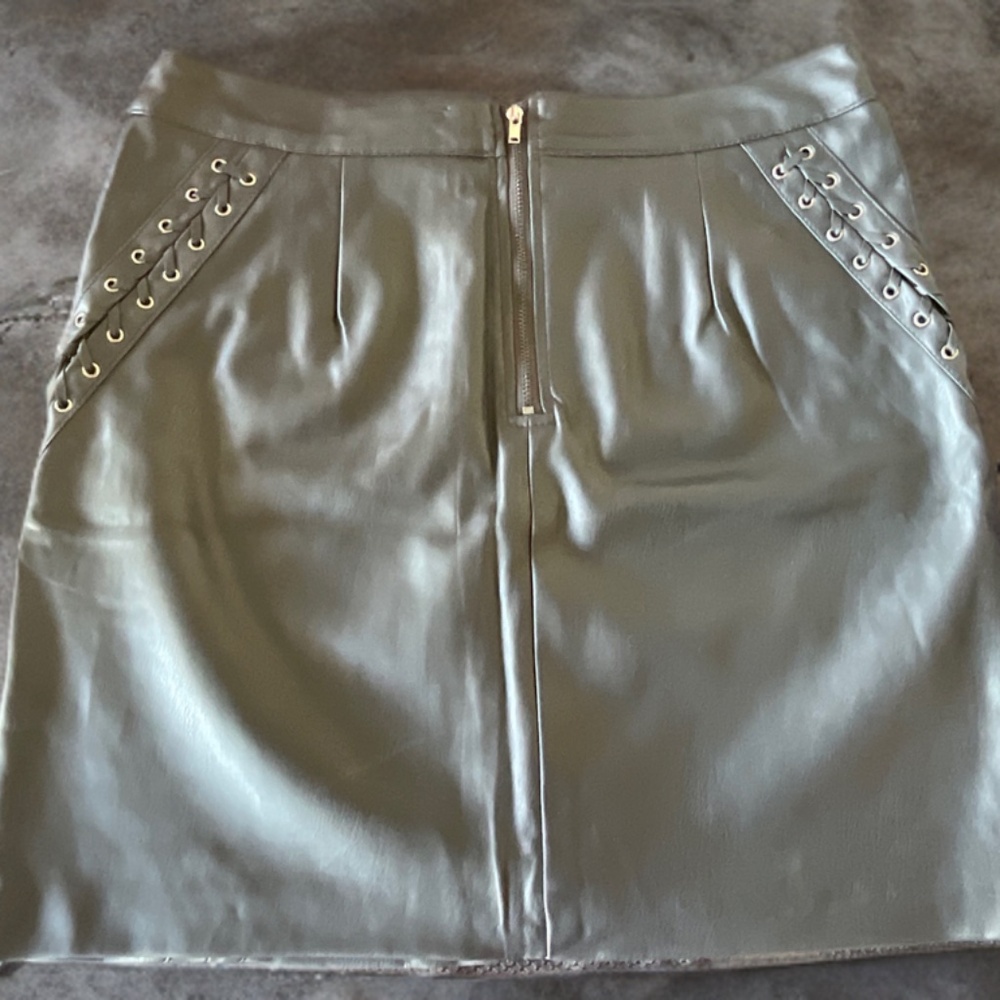 Black faux leather mini skirt